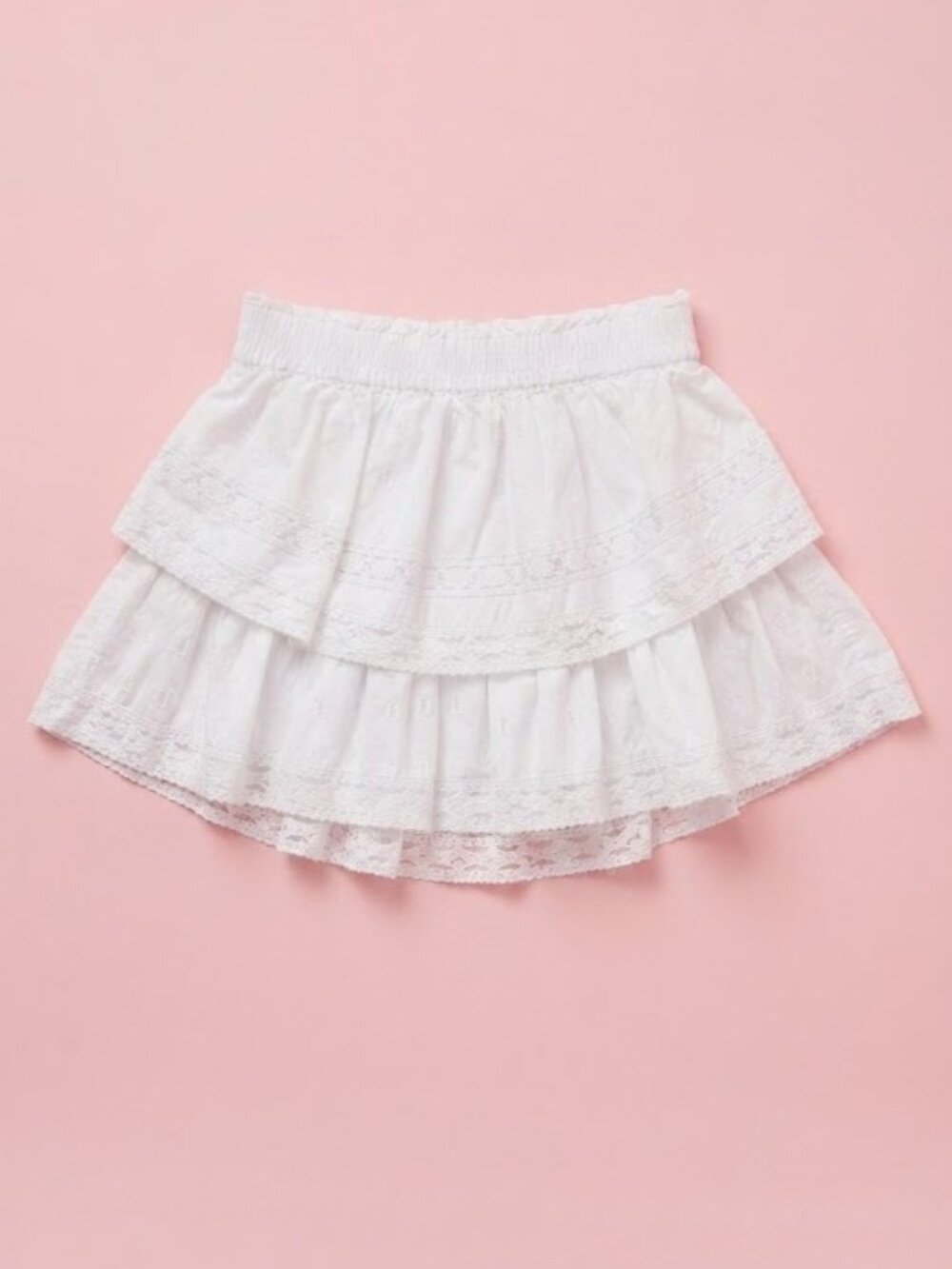 White Tiered Eyelet Mini Skirt
